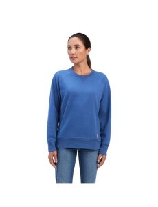 Ropa De Trabajo Ariat Rebar Workman Washed Fleece Sweatshirt Mujer Azul Marino | UIDM04965