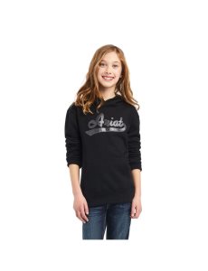 Sudadera Con Capucha Ariat REAL Glitter Logo Niños Negras | IQBH28134