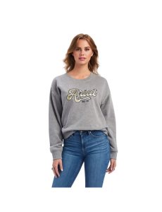 Sudaderas Ariat REAL Metallic Varsity Logo Mujer Gris | NWDR84027