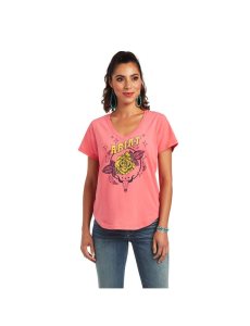 Tops Ariat Green Machine Tee Mujer Coral | XHSK38712