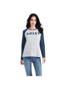 Tops Ariat REAL Baseball Mujer Gris Azules | MTDY30712