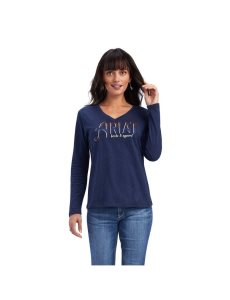 Tops Ariat REAL Chest Logo Relaxed Tee Mujer Azul Marino | GMBC16283