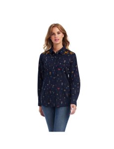 Tops Ariat REAL Dakota Snap Mujer Azul Marino Multicolor | XIED78265