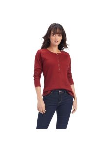 Tops Ariat REAL Henley Mujer Rojas Oscuro | XQNJ38209