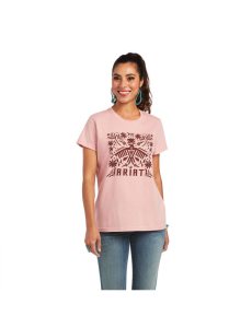 Tops Ariat REAL Relaxed Fiesta Logo Tee Mujer Rosas | VQHZ94087