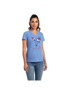 Tops Ariat REAL Tropic Steerhead Tee Mujer Azules | RUMA75230