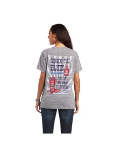 Tops Ariat Singing the Blues Tee Mujer Gris | SRHZ75613