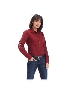 Tops Ariat Team Kirby Stretch Mujer Rojas Oscuro | DCFA17458