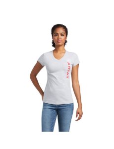 Tops Ariat Vertical Logo Mujer Gris | DTGP83426