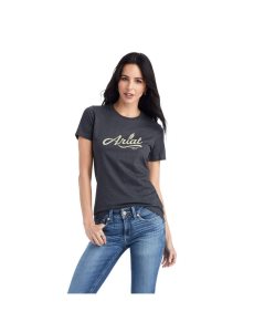 Tops Ariat Wheat Script Tee Mujer Gris | RXQI64578