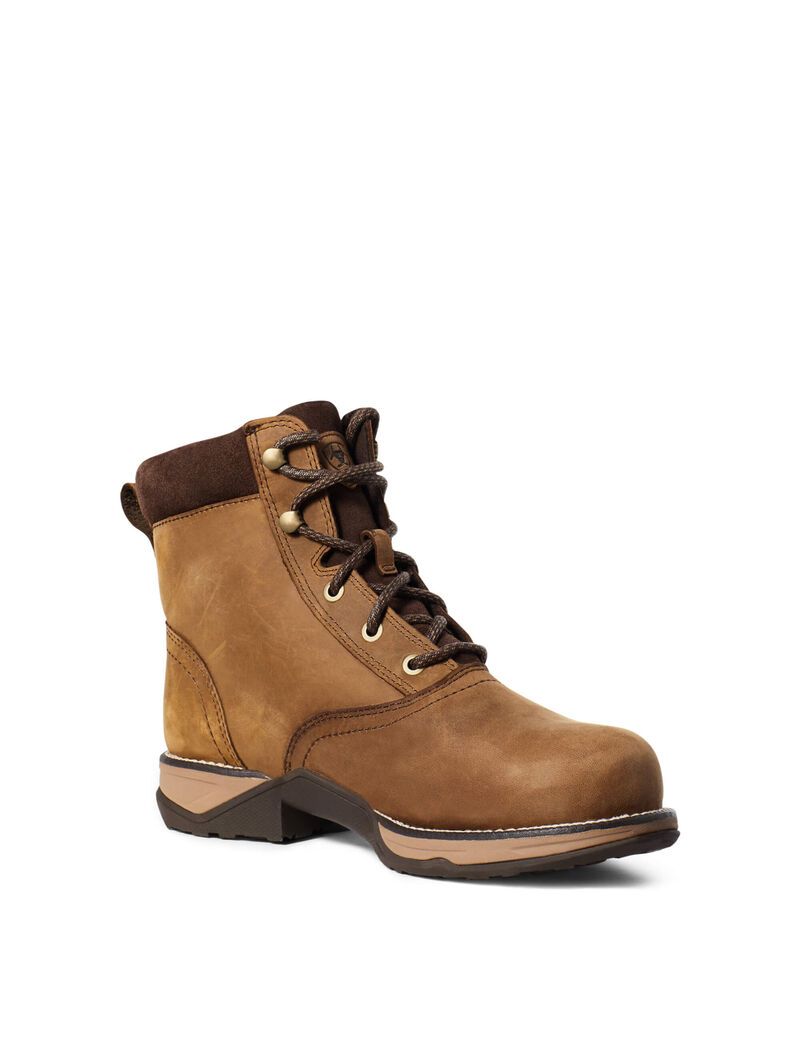 Botas De Trabajo Ariat Anthem Round Puntera Lacer Impermeables Composite Puntera Mujer Marrones | BXMZ38571