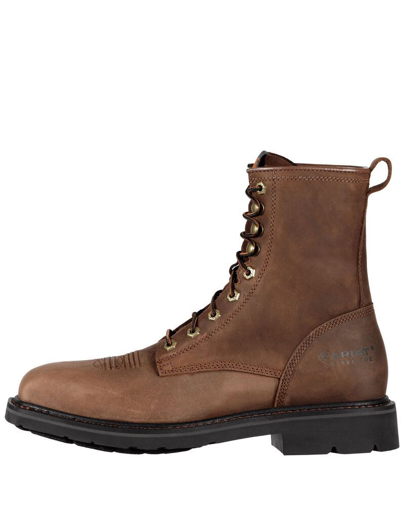 Botas De Trabajo Ariat Cascade 8' Anchos Square Puntera Steel Puntera Hombre Marrones | NBEY49182