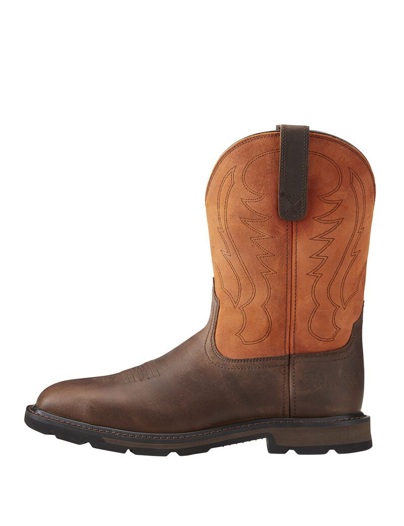 Botas De Trabajo Ariat Groundbreaker Anchos Square Puntera Steel Puntera Hombre Marrones | LAGT24653