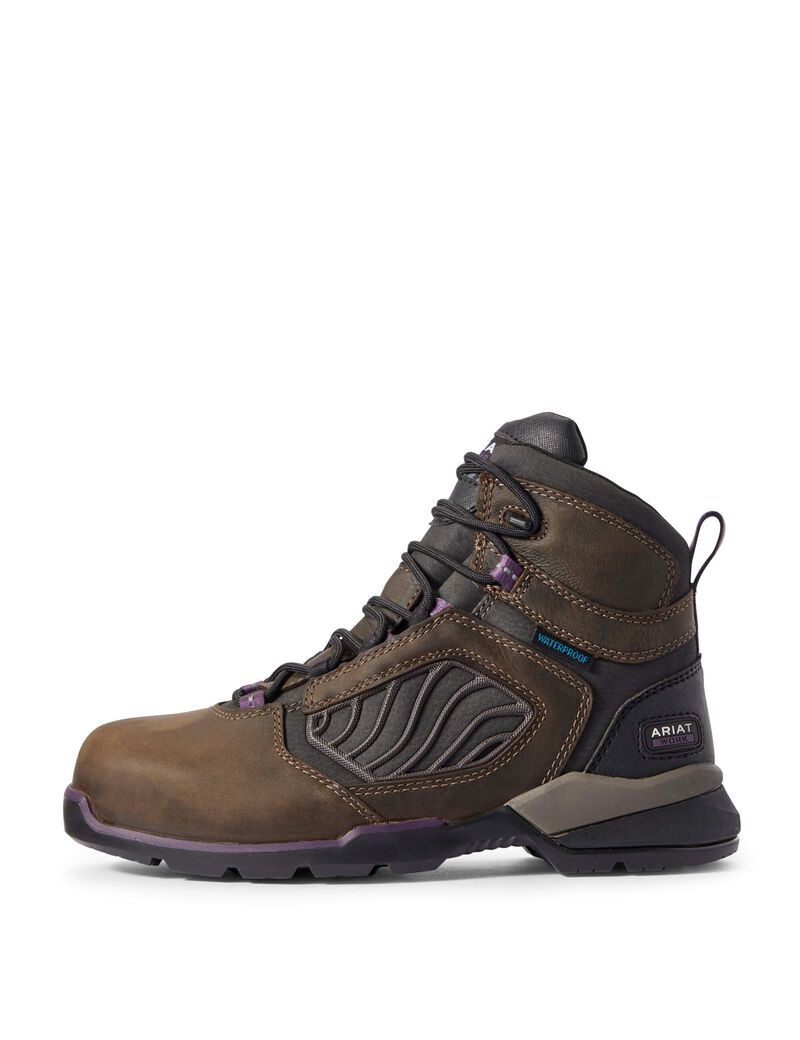 Botas De Trabajo Ariat Rebar Flex 6' Impermeables Carbon Puntera Mujer Marrones Oscuro | ZWTV10934