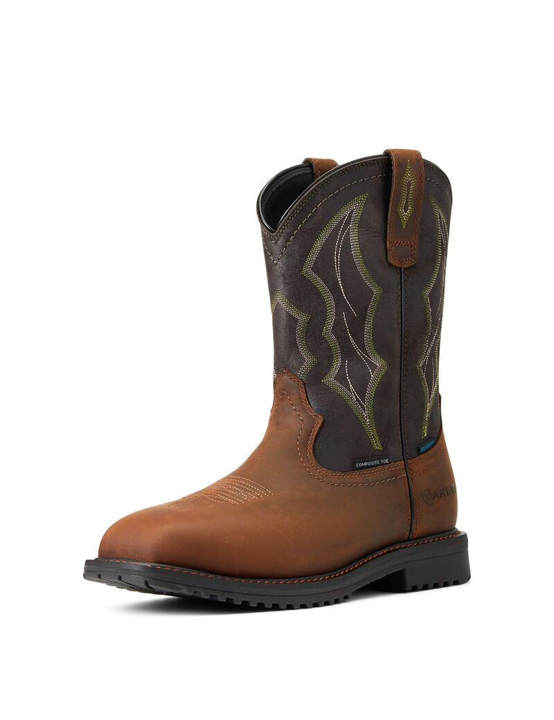 Botas De Trabajo Ariat RigTek Anchos Square Puntera Impermeables Composite Puntera Hombre Marrones | FTJS96284