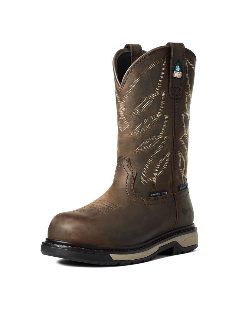 Botas De Trabajo Ariat Riveter CSA Impermeables Composite Puntera Mujer Marrones Oscuro | XVIU29160