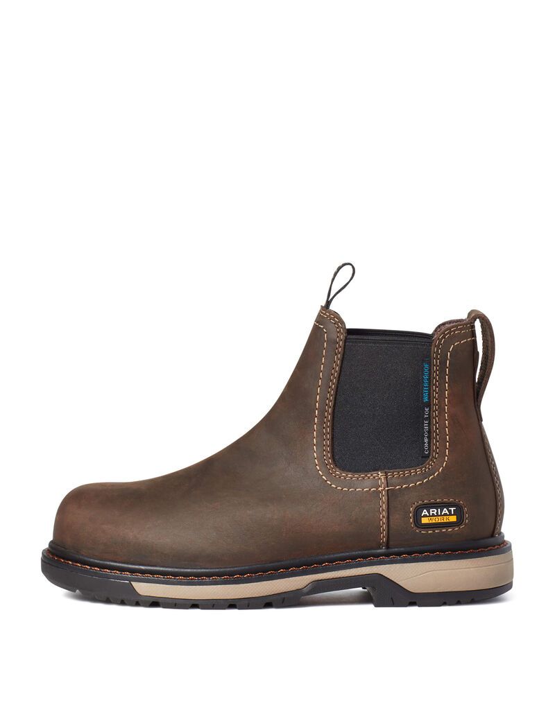 Botas De Trabajo Ariat Riveter Chelsea CSA Impermeables Composite Puntera Mujer Marrones Oscuro | QYHW53487