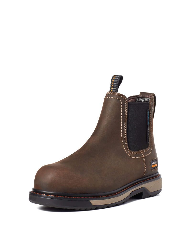 Botas De Trabajo Ariat Riveter Chelsea CSA Impermeables Composite Puntera Mujer Marrones Oscuro | QYHW53487