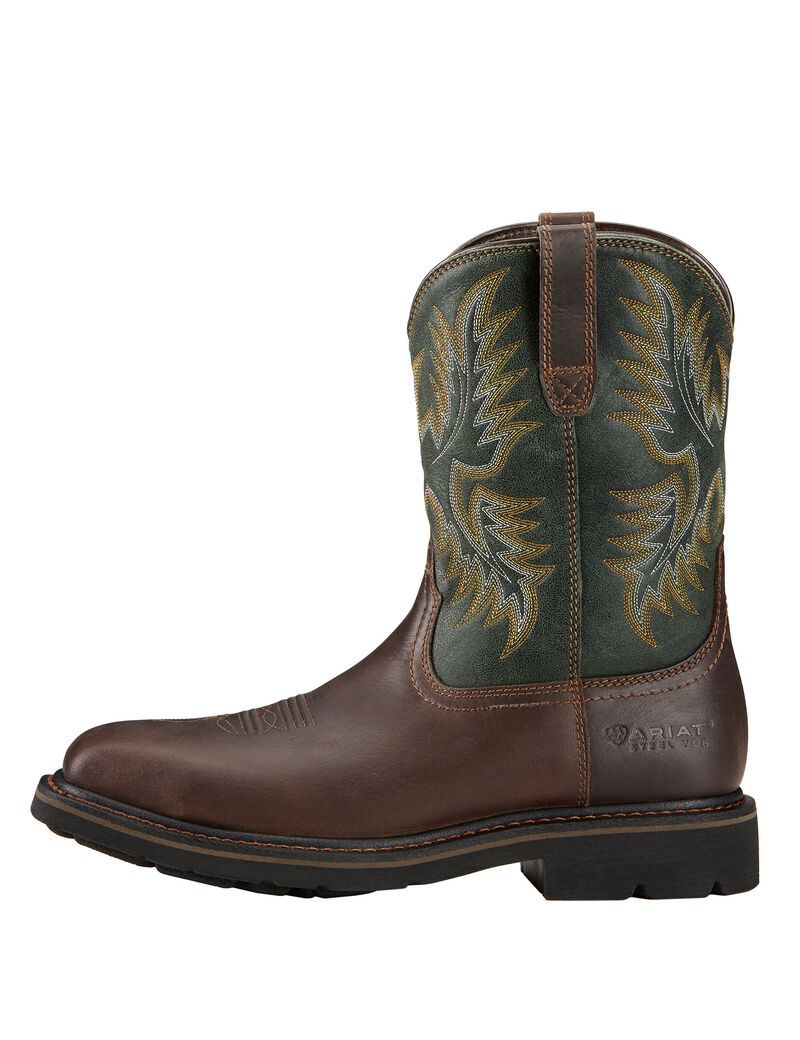 Botas De Trabajo Ariat Sierra Anchos Square Puntera Steel Puntera Hombre Marrones Oscuro | QYNO74821