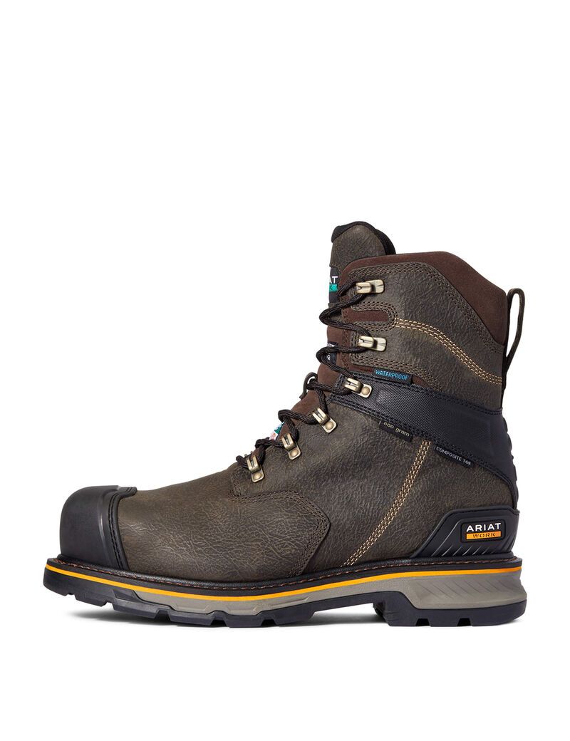 Botas De Trabajo Ariat Stump Jumper 8' CSA Glacier Grip Impermeables 600g Composite Puntera Hombre Cafe | WESV85290