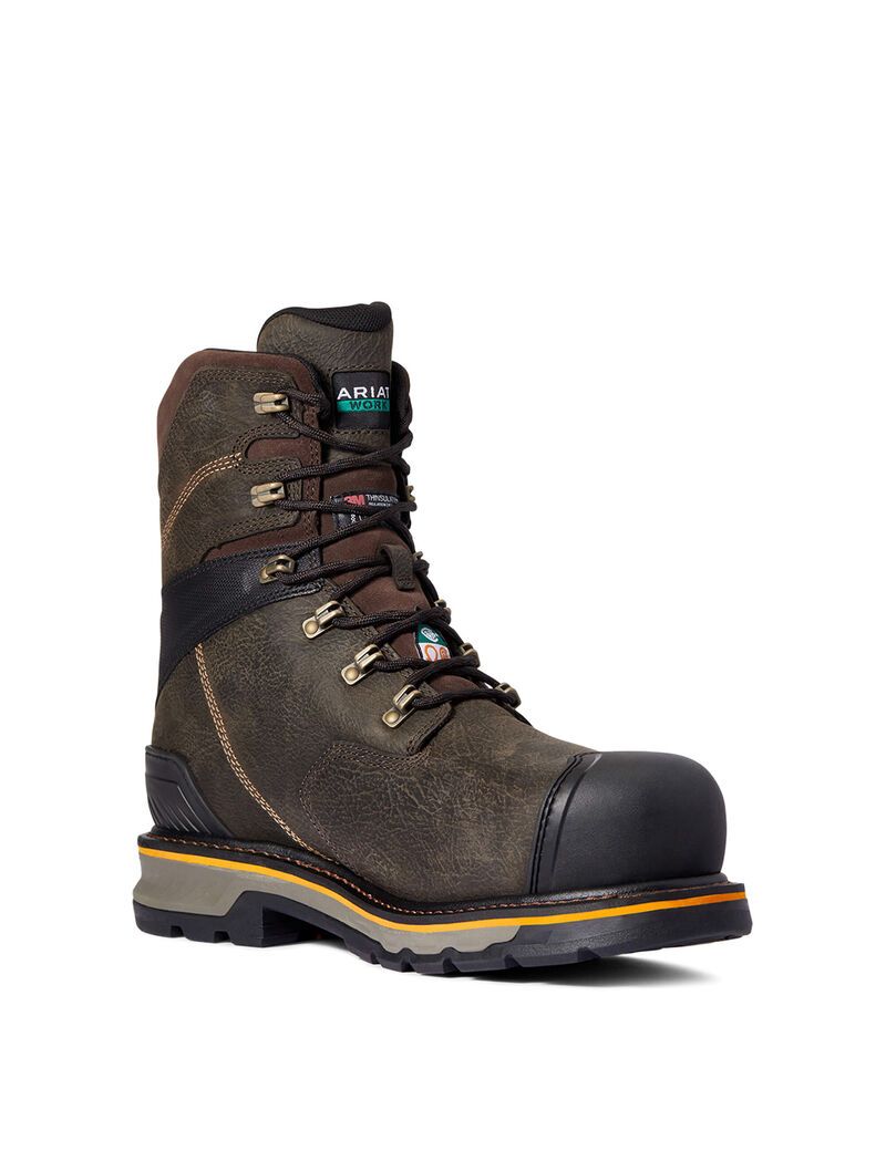 Botas De Trabajo Ariat Stump Jumper 8' CSA Glacier Grip Impermeables 600g Composite Puntera Hombre Cafe | WESV85290