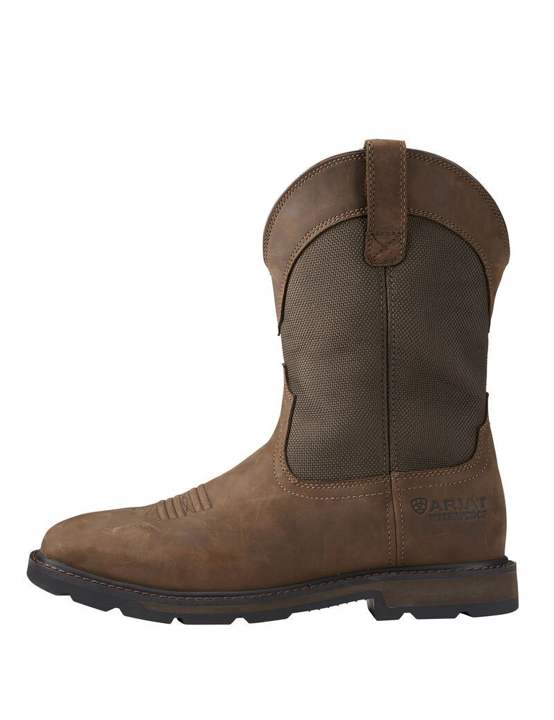 Botas Impermeables Ariat Groundbreaker Anchos Square Puntera Steel Puntera Trabajo Hombre Marrones | ZTOC24367