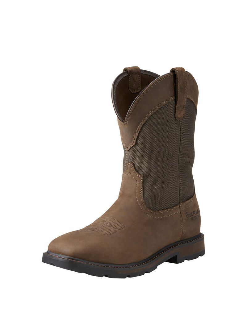 Botas Impermeables Ariat Groundbreaker Anchos Square Puntera Steel Puntera Trabajo Hombre Marrones | ZTOC24367