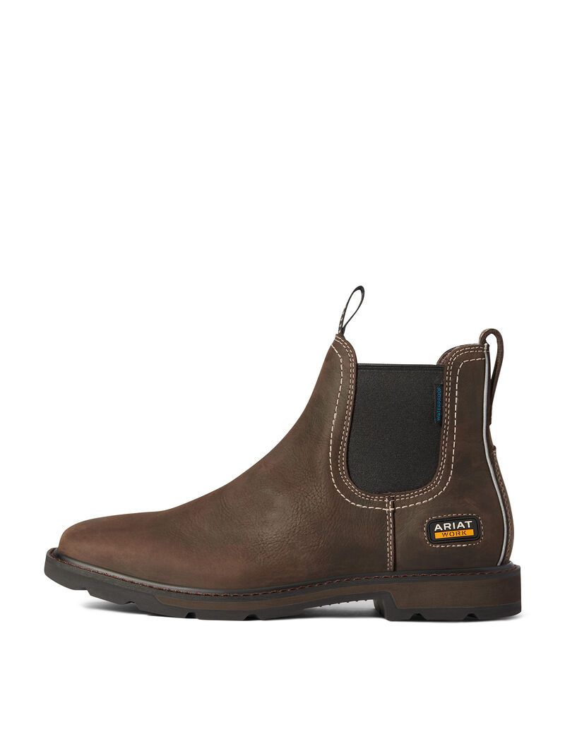 Botas Impermeables Ariat Groundbreaker Chelsea Anchos Square Puntera Trabajo Hombre Marrones Oscuro | ZPCO61823