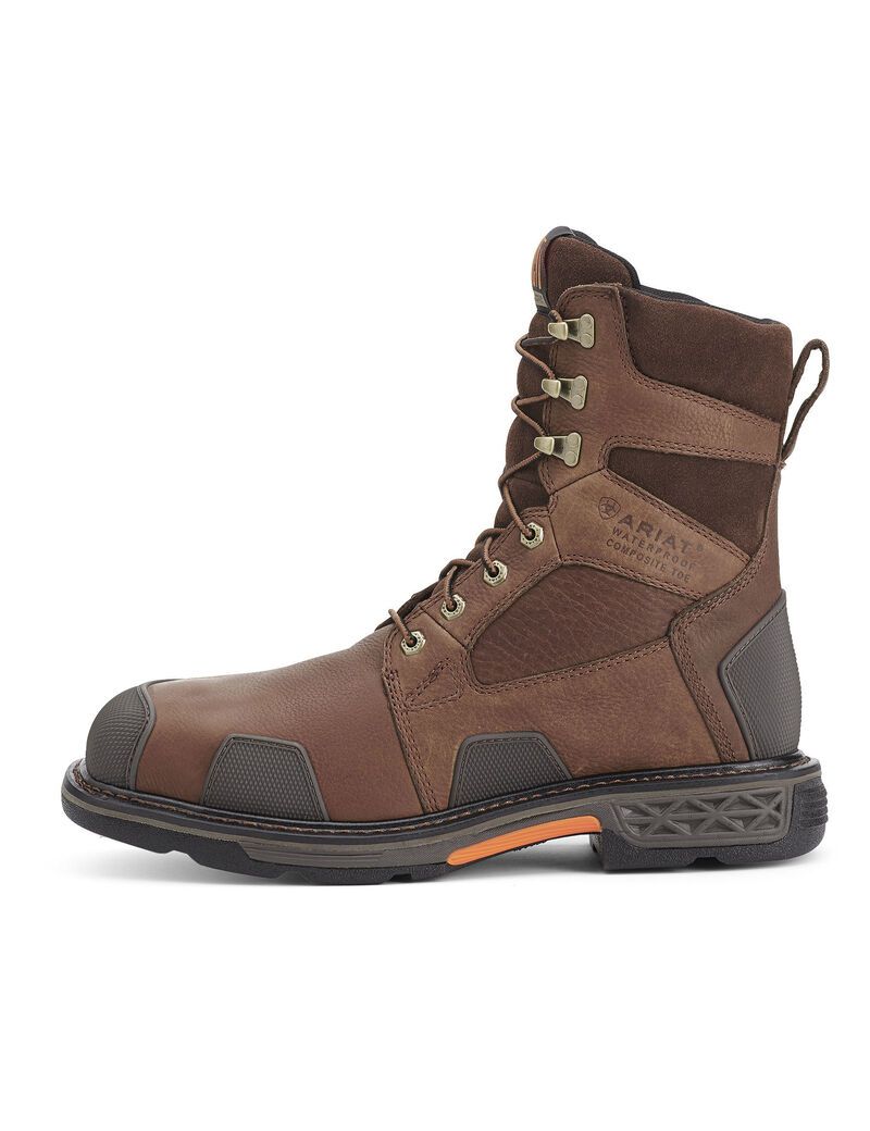 Botas Impermeables Ariat OverDrive 8' Anchos Square Puntera Composite Puntera Trabajo Hombre Marrones | JPUX39741