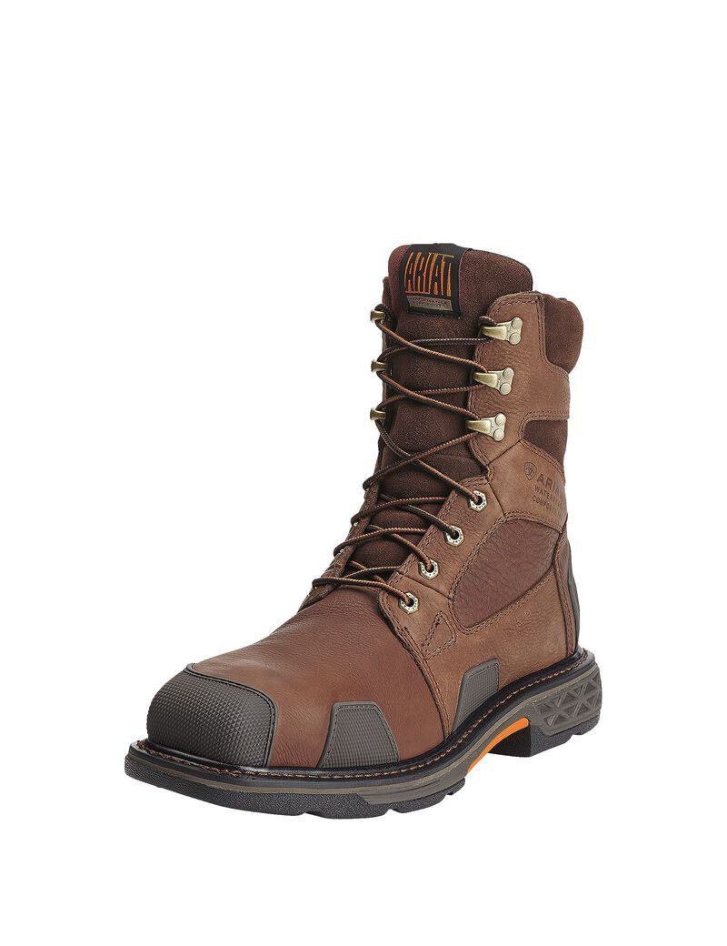 Botas Impermeables Ariat OverDrive 8\' Anchos Square Puntera Composite Puntera Trabajo Hombre Marrones | JPUX39741