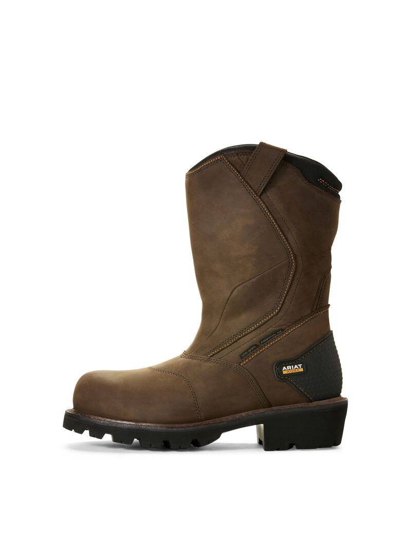 Botas Impermeables Ariat Powerline 400G 400g Composite Puntera Trabajo Hombre Marrones | SOVF15694