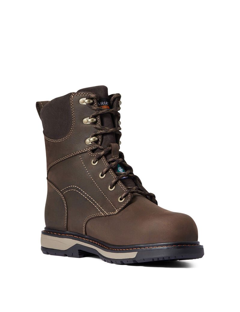 Botas Impermeables Ariat Riveter 8' CSA Glacier Grip 400g Composite Puntera Trabajo Mujer Marrones Oscuro | NBFK67189