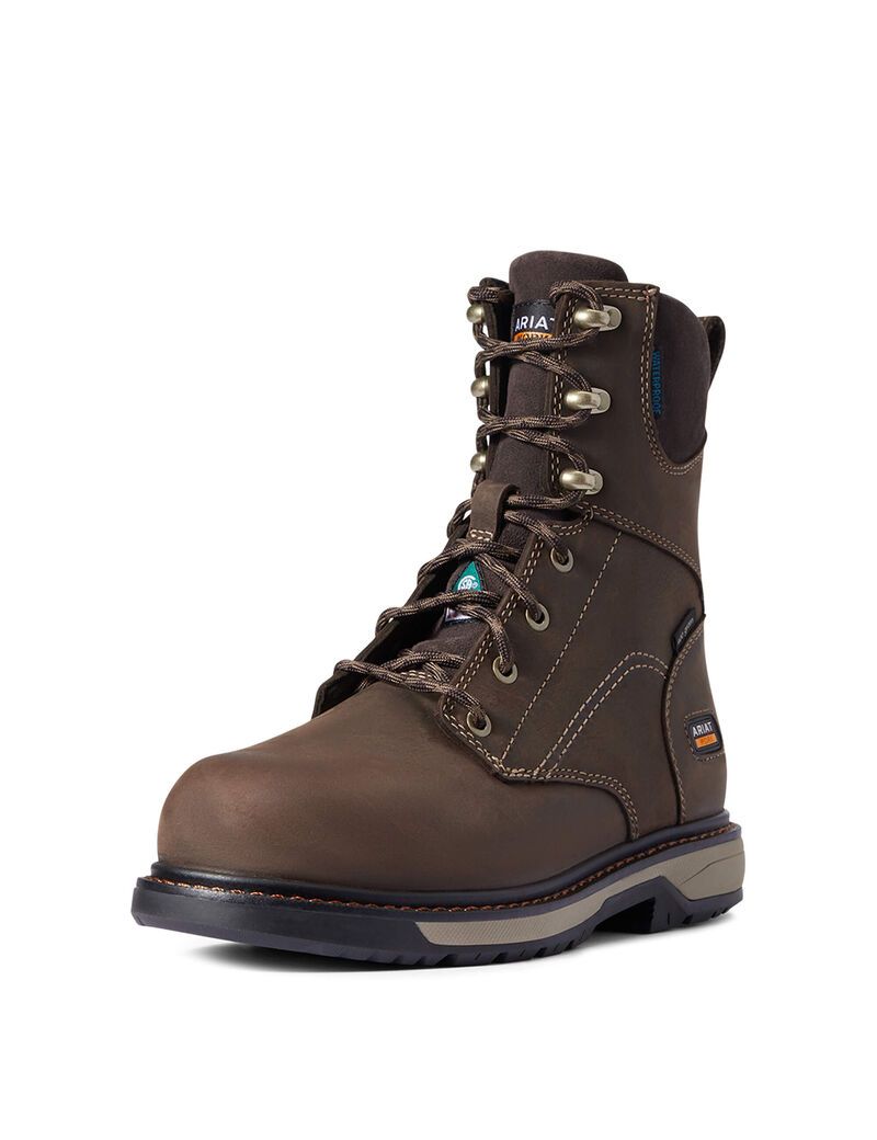 Botas Impermeables Ariat Riveter 8\' CSA Glacier Grip 400g Composite Puntera Trabajo Mujer Marrones Oscuro | NBFK67189