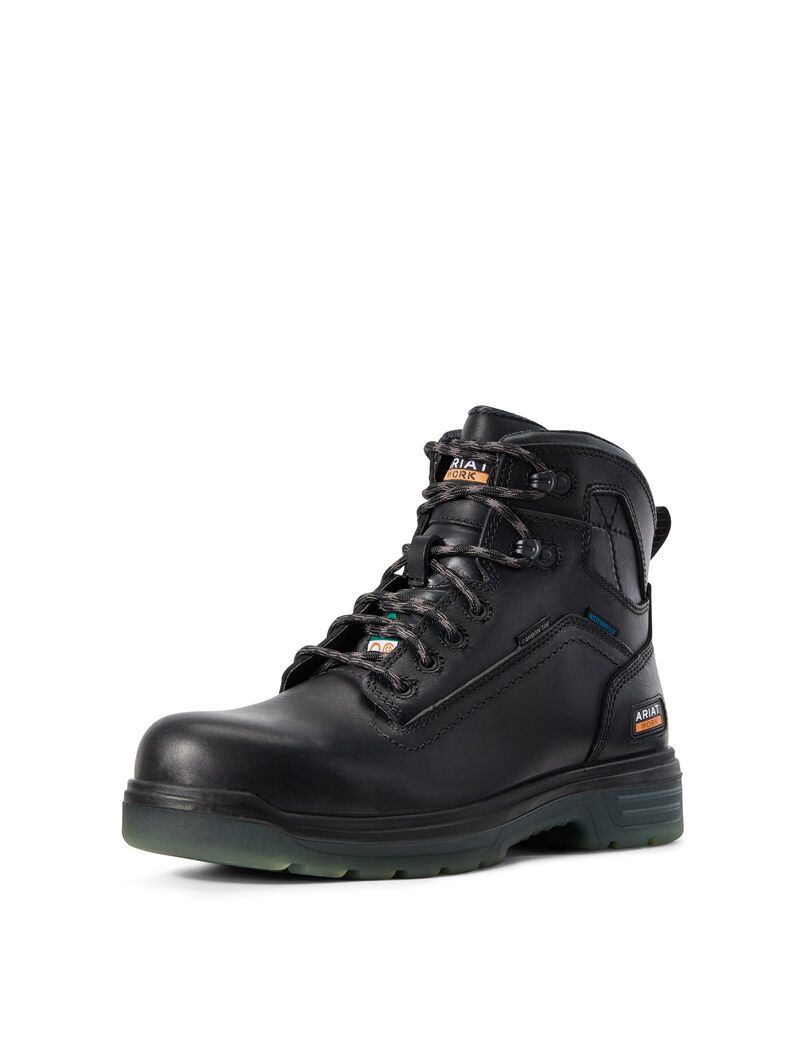 Botas Impermeables Ariat Turbo 6\' H2O CSA Carbon Puntera Trabajo Hombre Negras | ZWCK59468