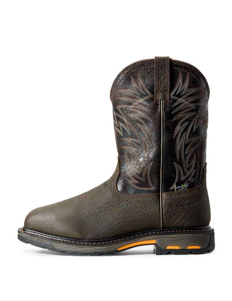 Botas Impermeables Ariat WorkHog Anchos Square Puntera MetGuard Composite Puntera Trabajo Hombre Marrones | XAEB60479