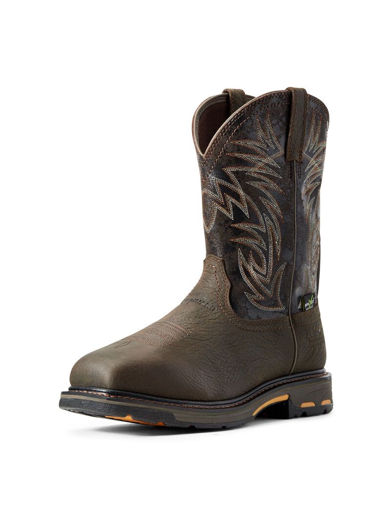 Botas Impermeables Ariat WorkHog Anchos Square Puntera MetGuard Composite Puntera Trabajo Hombre Marrones | XAEB60479