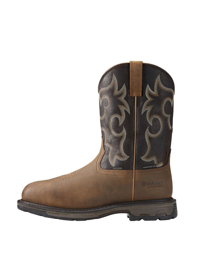 Botas Impermeables Ariat WorkHog Anchos Square Puntera 400g 400g Composite Puntera Trabajo Hombre Marrones | XPHK30587