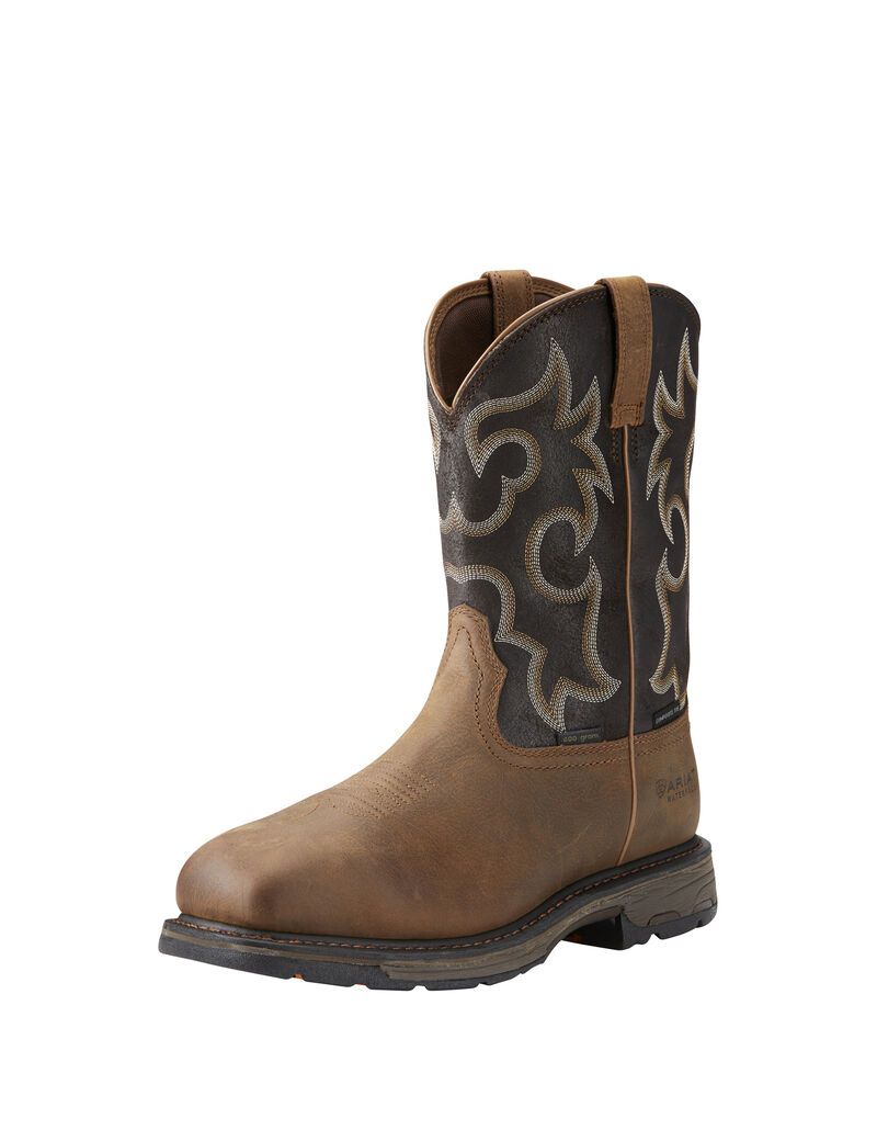 Botas Impermeables Ariat WorkHog Anchos Square Puntera 400g 400g Composite Puntera Trabajo Hombre Marrones | XPHK30587