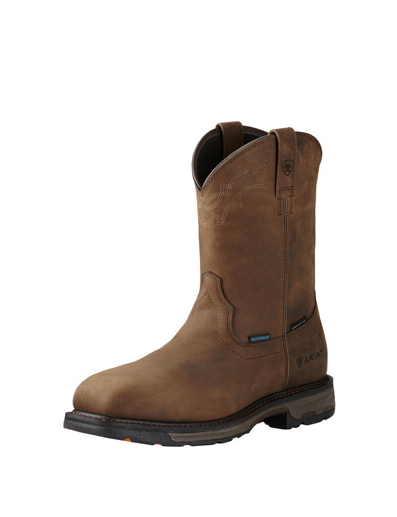 Botas Impermeables Ariat WorkHog Wellington Composite Puntera Trabajo Hombre Marrones | ZVIF24019