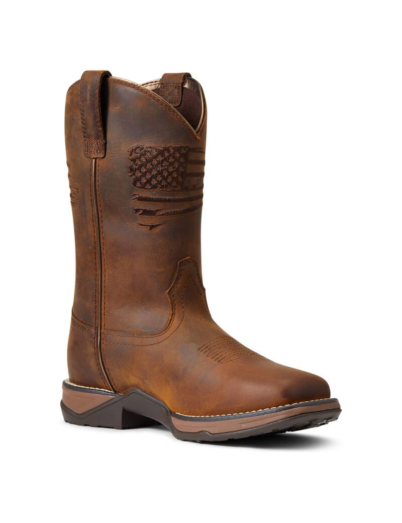 Botas Occidentales Ariat Anthem Patriot Impermeables Mujer Marrones | WJHG07912