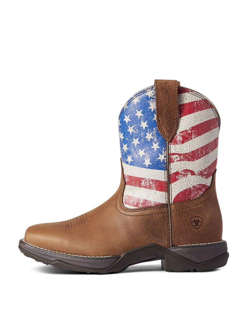 Botas Occidentales Ariat Anthem Shortie Patriot Mujer Rojas Marrones | ULMG54096