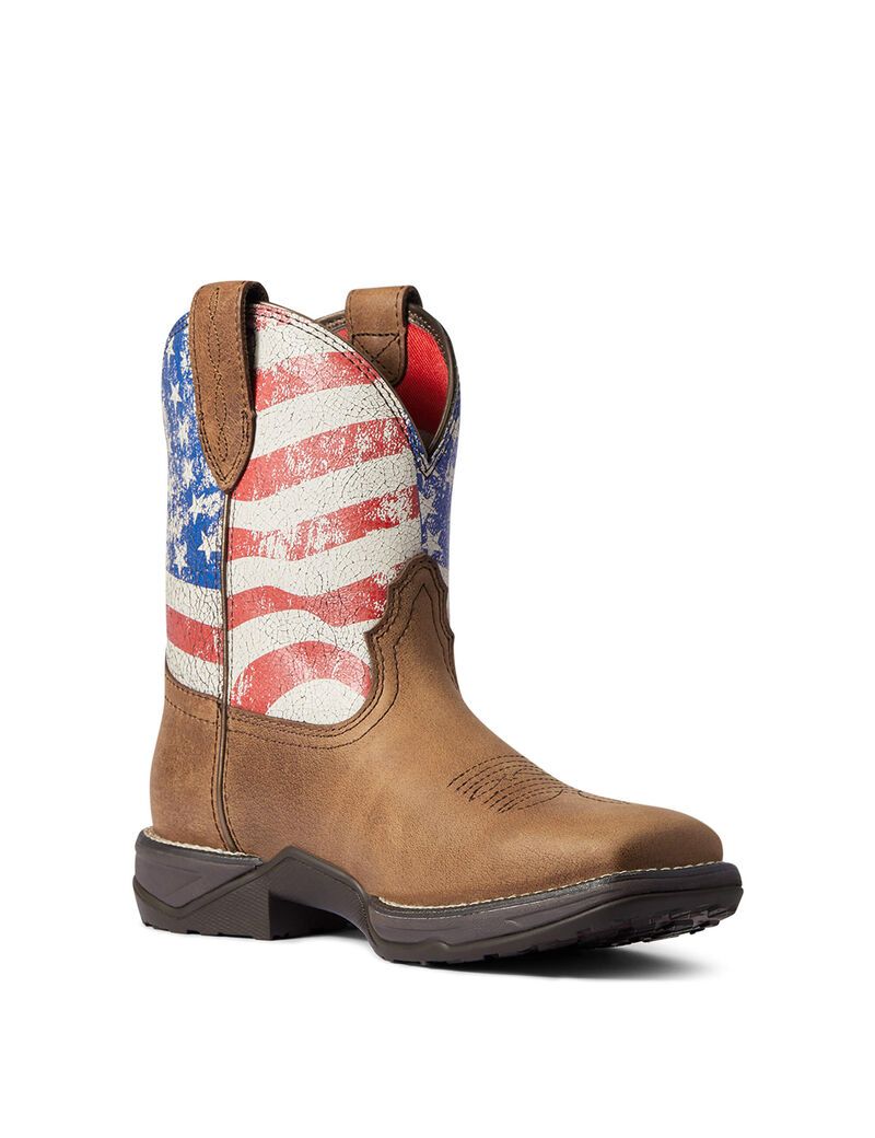 Botas Occidentales Ariat Anthem Shortie Patriot Mujer Rojas Marrones | ULMG54096