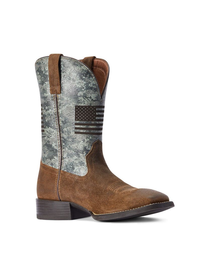 Botas Occidentales Ariat Deporte Flying Proud Hombre Gris Marrones | ZDHE84126