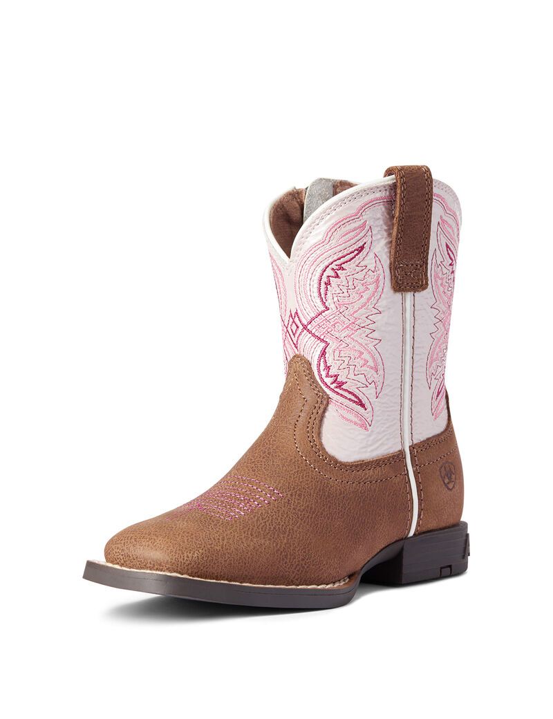 Botas Occidentales Ariat Double Kicker Niños Marrones | LVZE75021