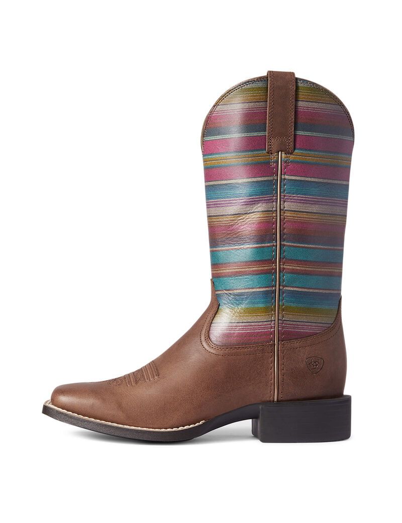 Botas Occidentales Ariat Round Up Anchos Square Puntera Mujer Marrones Oscuro | RFNE42863