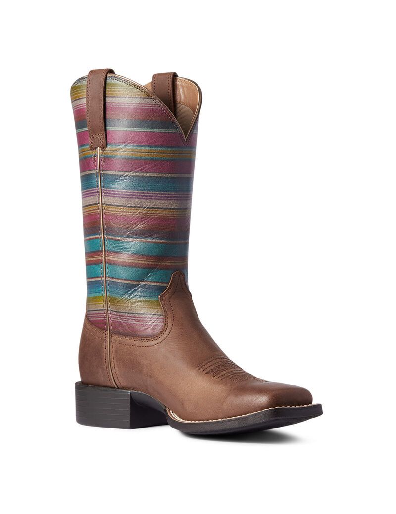 Botas Occidentales Ariat Round Up Anchos Square Puntera Mujer Marrones Oscuro | RFNE42863