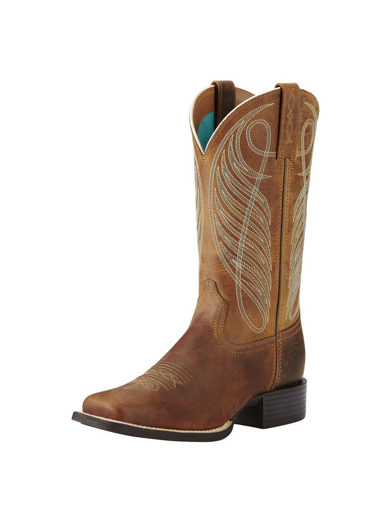 Botas Occidentales Ariat Round Up Anchos Square Puntera Mujer Marrones | VLDS94261