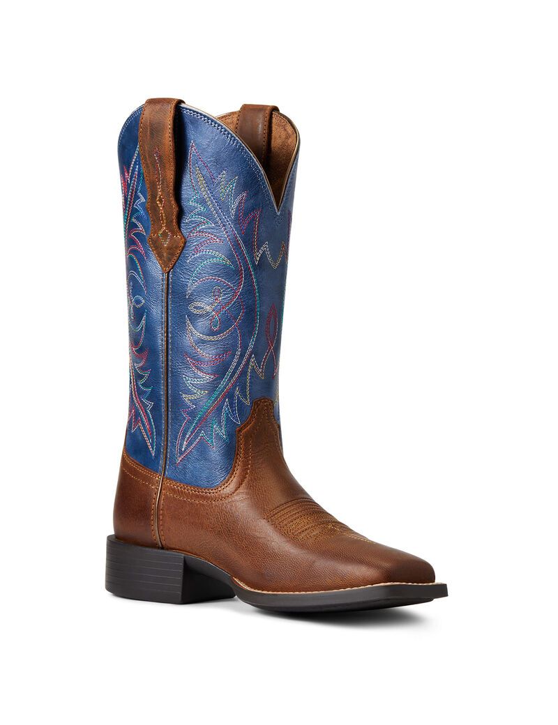 Botas Occidentales Ariat Round Up Anchos Square Puntera Stretchfit Mujer Marrones | XWUL37641