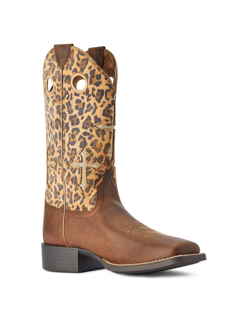 Botas Occidentales Ariat Round Up Crossroads Mujer Marrones | VOSM37805