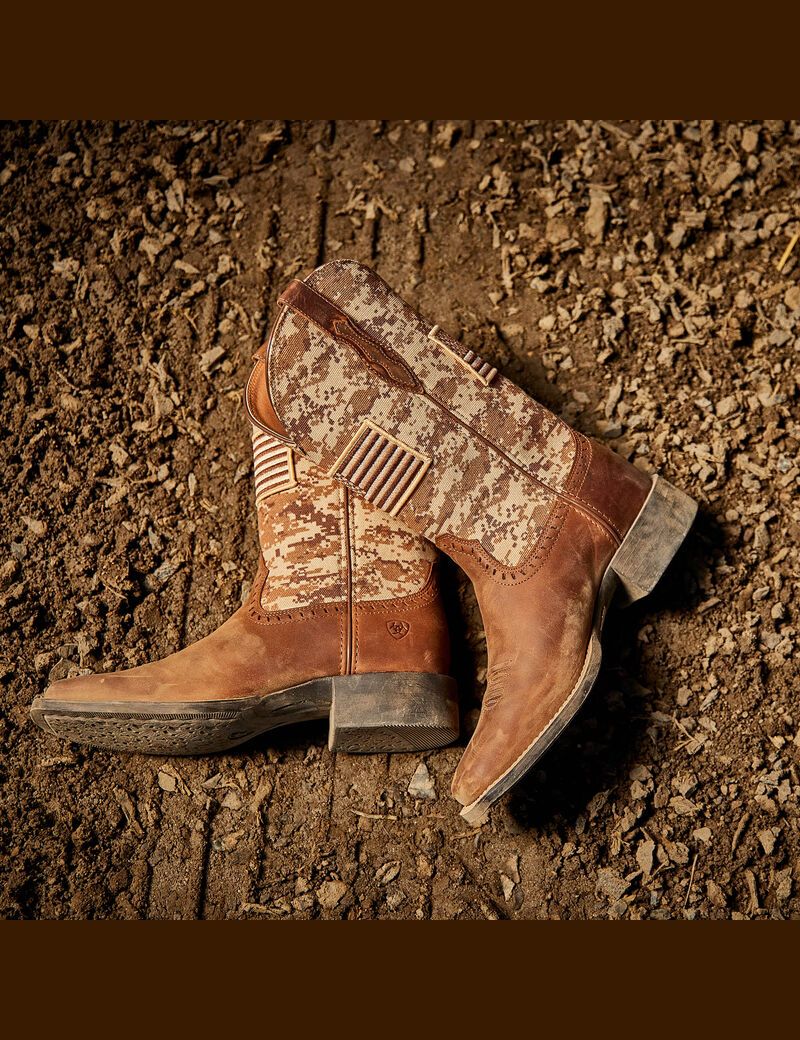 Botas Occidentales Ariat Round Up Patriot Mujer Marrones | KTRM56897